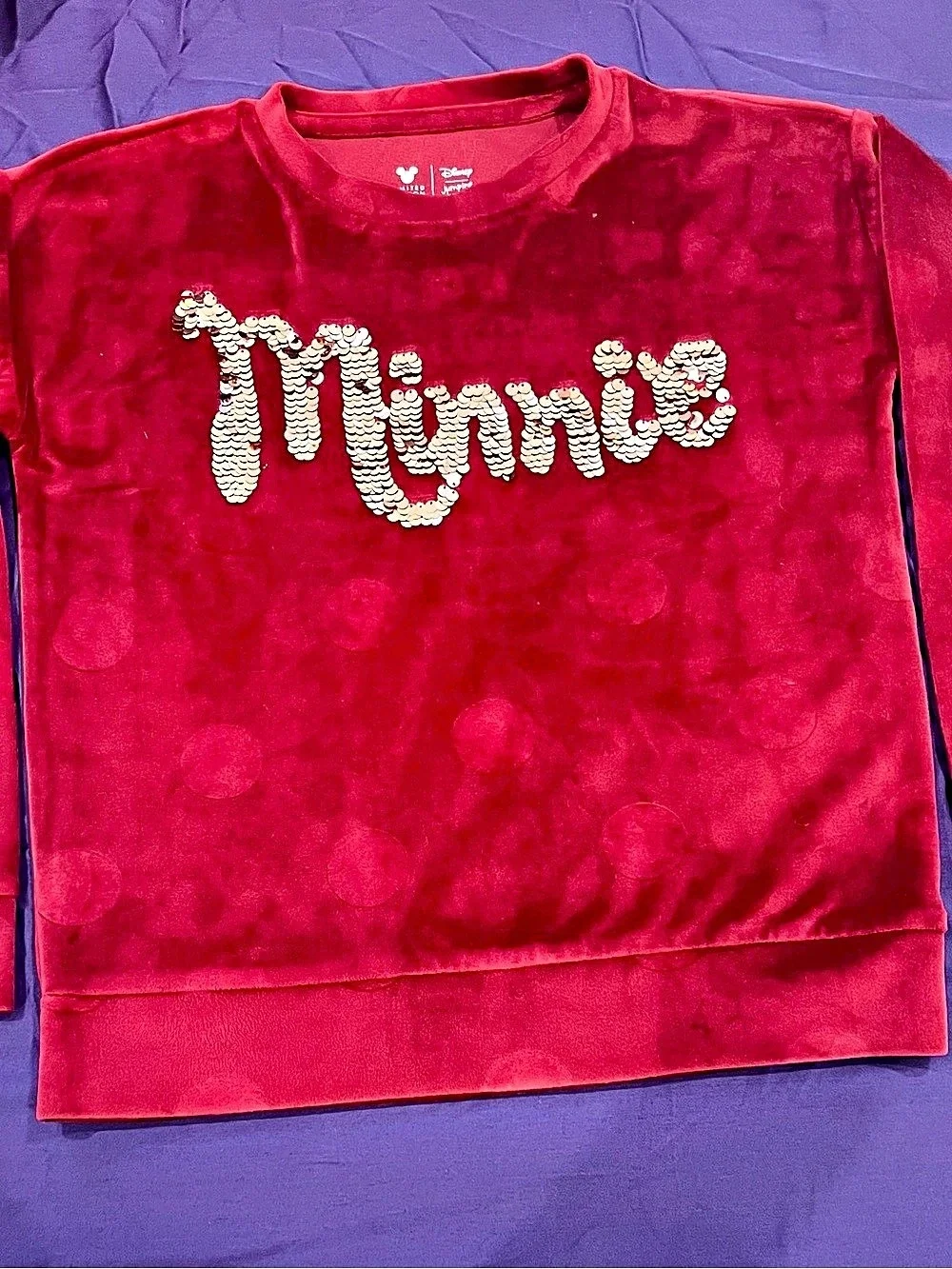Disney Jumping Beans Girls Polka Dot Velour Sweatshirt Red Like New